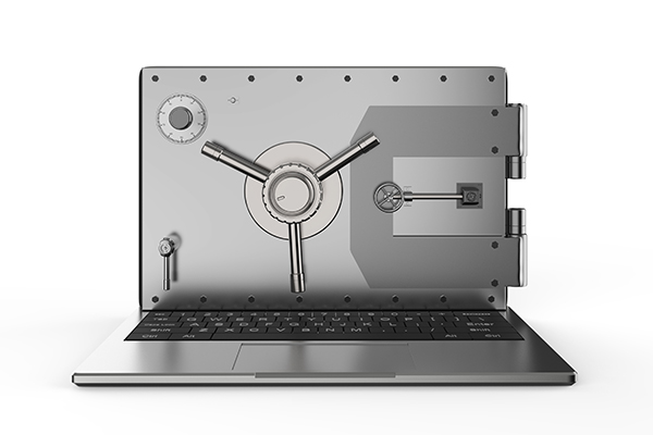 Laptop with vault lock for cybersecurity