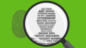 magnifying glass hovering over personally identifiable information or PII