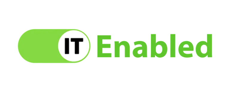 IT Enabled logo with green, white and black on a clear background