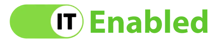 IT Enabled logo with green, white and black on a clear background