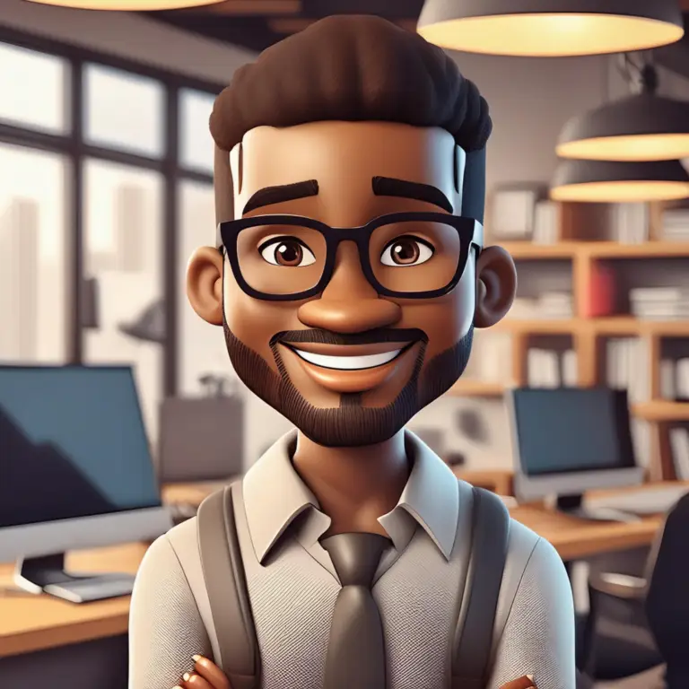 African American man at an office with computer in the background after he created a secure password