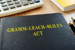 black book on desk with the words gramm-leach Bliley act