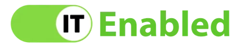 IT Enabled logo with green, white and black on a clear background